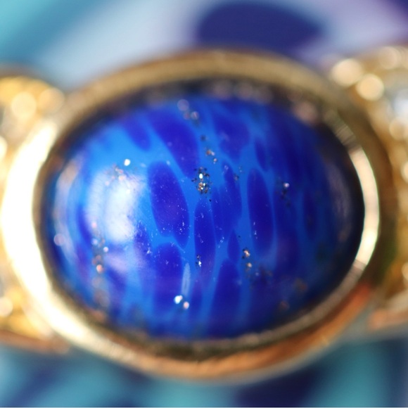 Vintage 80’s Christian Dior Lapis Blue Stone Gold Necklace - Picture 3 of 12